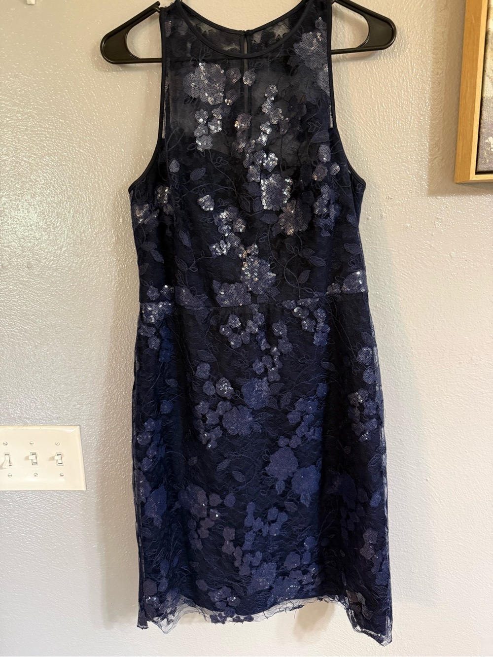 ANTONIO MELANI Navy Floral Lace Midi Dress